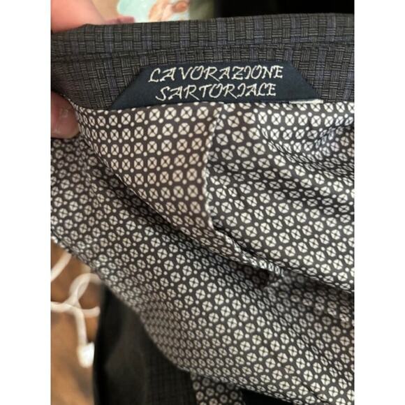 NWT Zanetti Mateo Gray Micro Plaid Two Button Suit Jacket Wool Blend Blazer 44R - Picture 3 of 8